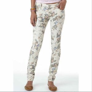 Hot Kiss Floral Print Skinny Jeans Cream‎ Multi 3 Juniors